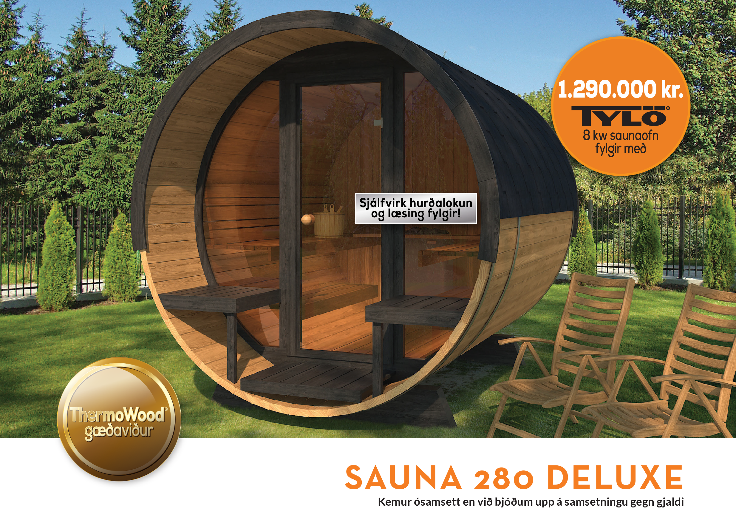 Sauna 280 deluxe - TILBOÐSVERÐ