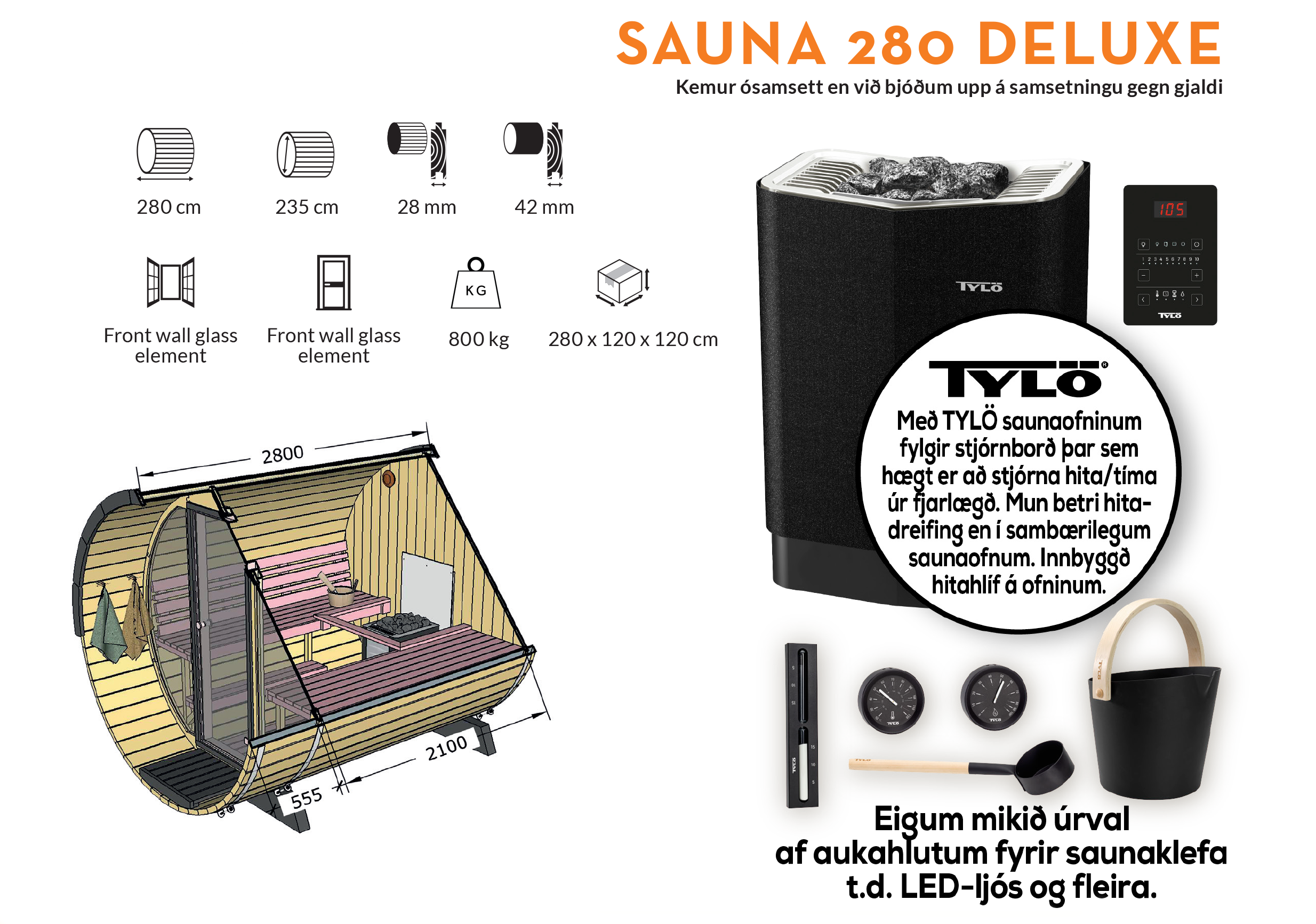 Sauna 280 deluxe - TILBOÐSVERÐ